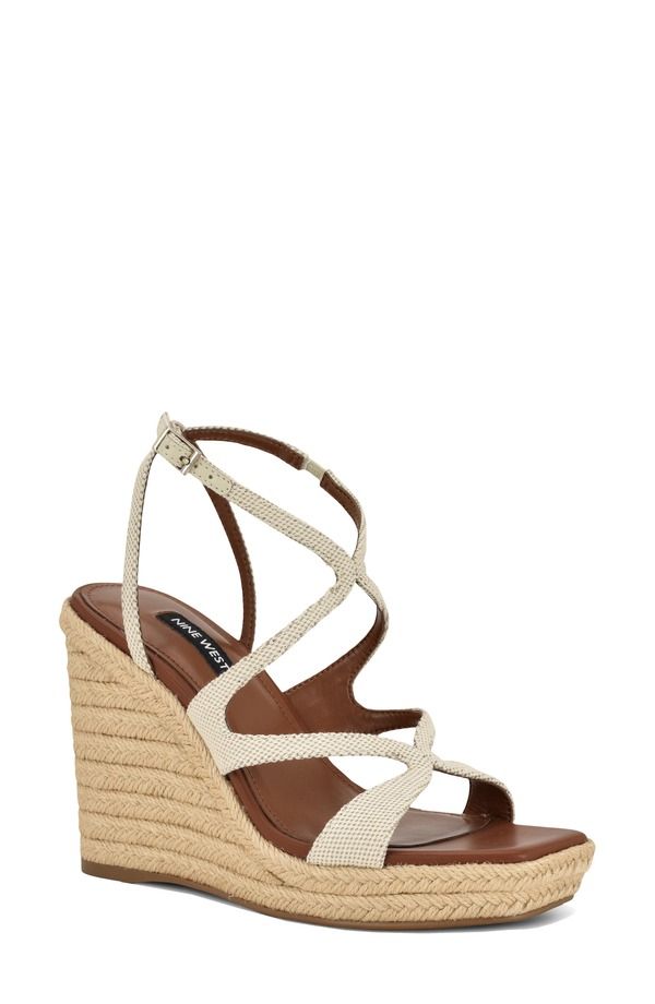 ナインウェスト レディース シューズ ヒール プラットフォーム サンダル Nine West Adriane Platform Wedge Sandal Ivory アイボリー