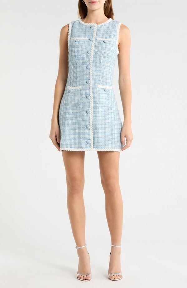 シュガーリップス レディース トップス ワンピース ミニ ツイード SUGARLIPS Elviane Tweed Minidress LightBlue ブルー
