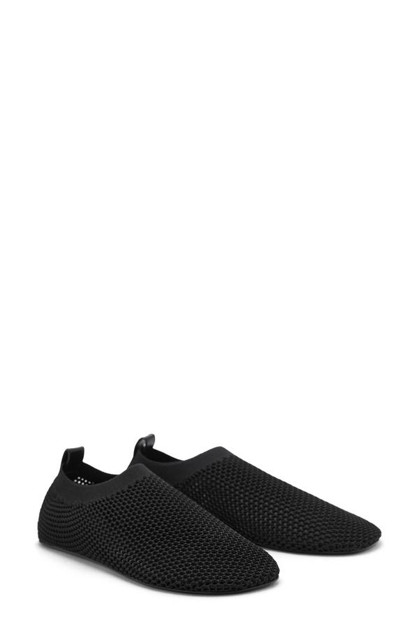 マンゴ レディース シューズ パンプス メッシュ MANGO Soft Mesh Flat Black ブラック