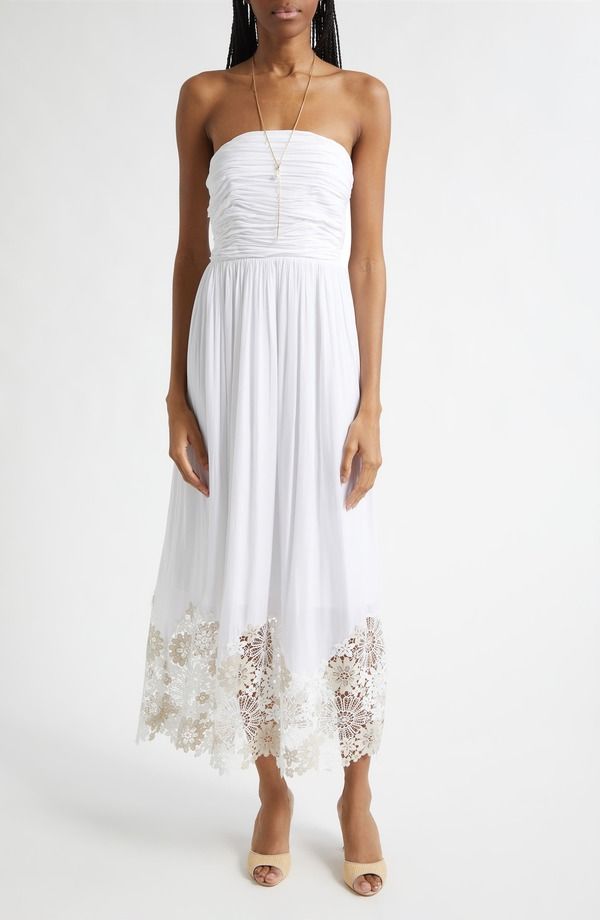 レイミー ブルック レディース トップス ワンピーストラップレス レース Ramy Brook Milani Strapless Lace Detail Dress Ivory アイボリー