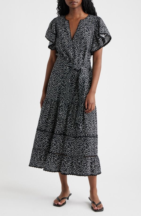 レイルズ レディース トップス ワンピース ティアード フラワー柄 ミディ フラワー Rails Gia Floral Flounce Sleeve Tiered Midi Dress Mini Chain Daisies