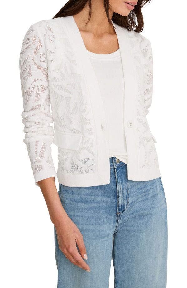 ニックプラスゾーイ レディース アウター ジャケット・ブルゾン フラワー柄 レース フラワー NICZOE Garden Floralace Single Button Jacket Paper White ホワイト