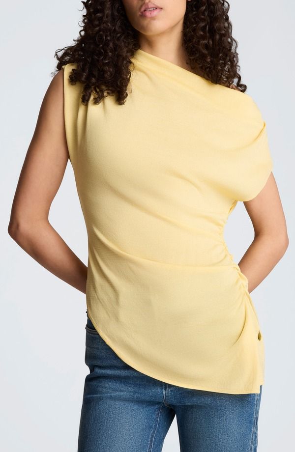 ケネスコール レディース アウター パーカー・スウェット アシンメトリー ワンショルダー セーター Kenneth Cole Asymmetric Hem OneShoulder Sweater Pastel Yellow イエロー 20,985円