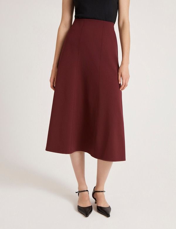 ファイナリー ロンドン レディース ボトムスカート ミディ ジャージー Finery London Mae Ponte Jersey Midi Skirt Burgundy バーガンディ