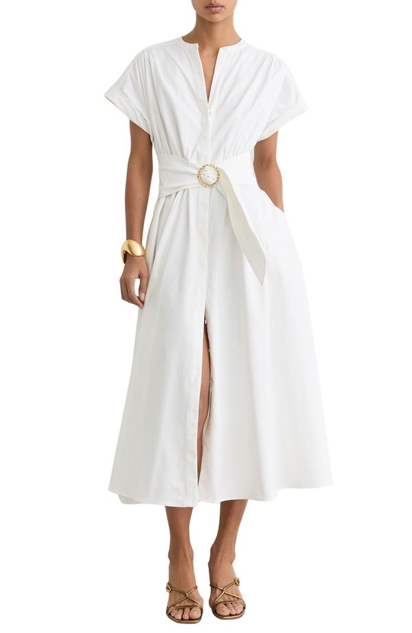 レイス レディース トップス ワンピース ミディ コットン Reissally Stretch Cotton Midi Dress Ivory アイボリー