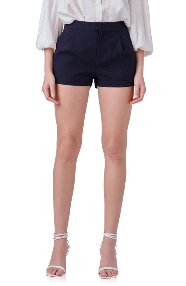 エンドレスローズ レディース ボトムス ハーフパンツ・ショーツ ローライズ プリーツ ショートパンツ Endless Rose Pleated Low Rise Shorts Navy ネイビー