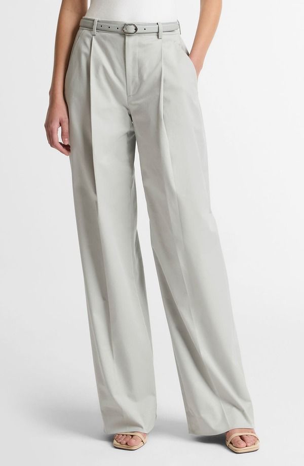 ヴィンス レディース ボトムス デニムパンツ ストレート プリーツ Vince Camille Belted Pleated Straight Leg Pants Pale Tide