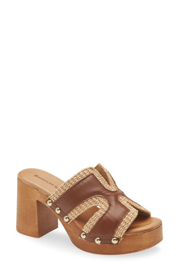 ショコラブルー レディース シューズ ヒール プラットフォーム サンダル Chocolat Blu Mae Platform Sandal Brown LeatherRaffia ブラウン