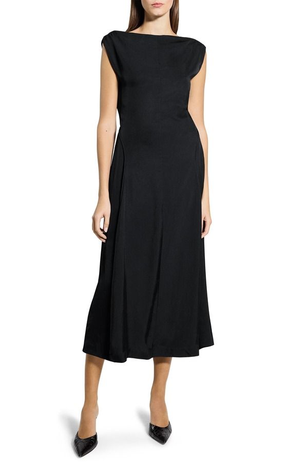 セオリー レディース トップス ワンピース ミディ Theory Boat Neck Midi Dress Black ブラック