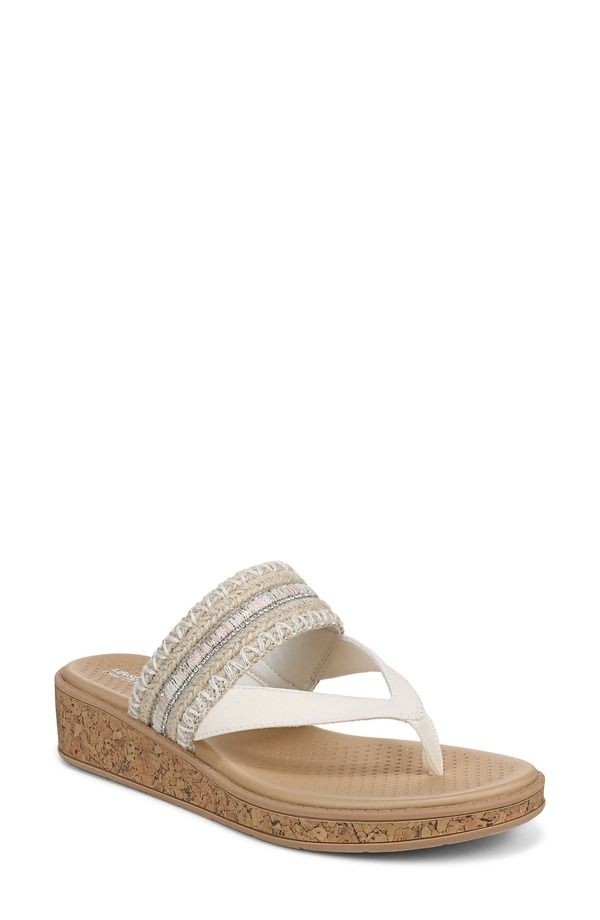 ライフストライド レディース シューズ サンダル LifeStride Birdie Wedge Flip Flop Natural Tan White Multi ホワイト