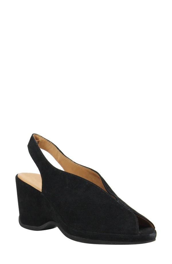 ラモールドピード レディース シューズ ヒール LAmour des Pieds Odetta Slingback Wedge Black Suede ブラック
