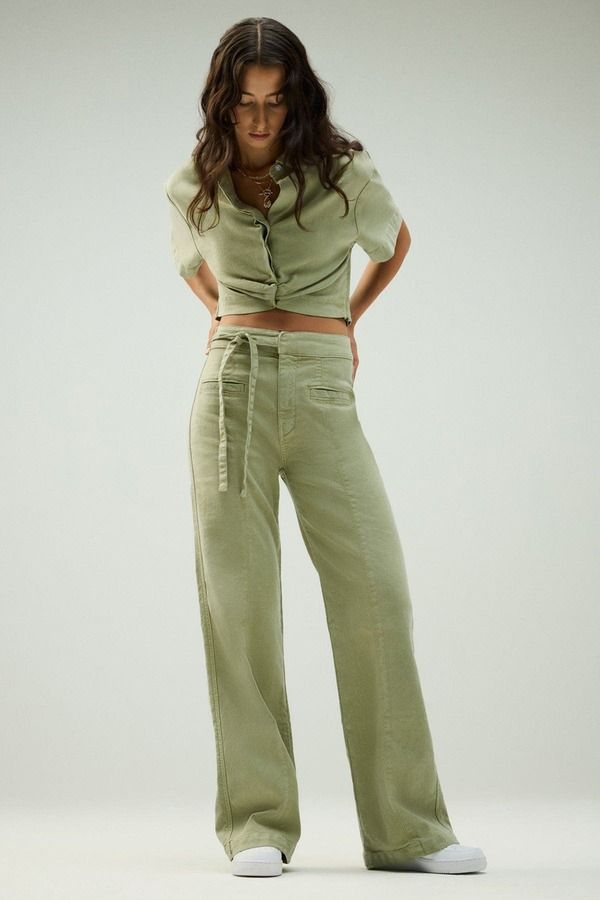 ハドソンジーンズ レディース ボトムス レギンス Hudson Jeans Tie Waist Pintucked Trouser Pant Sage セージ