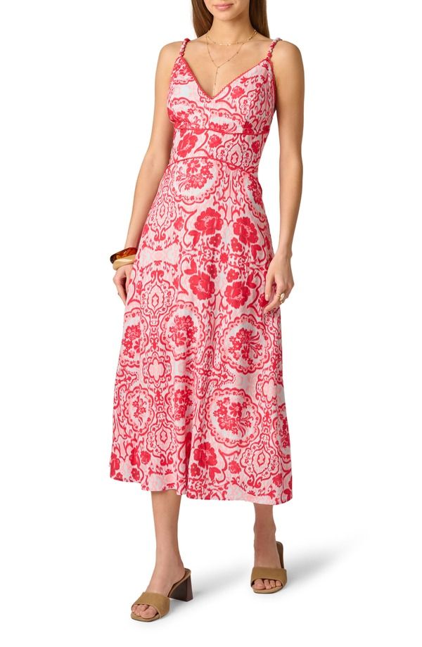 アドリアナ パペル レディース トップス ワンピース Vネック フラワー柄 フラワー Adrianna Papell Paisley Floral VNeck Dress Red Blue ブルー