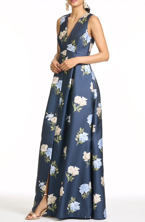 サーチンアンドバビ レディース トップス ワンピース フラワー柄 フラワー Sachin Babi Brooklynne Floral Mikado Gown Maritime Corsage