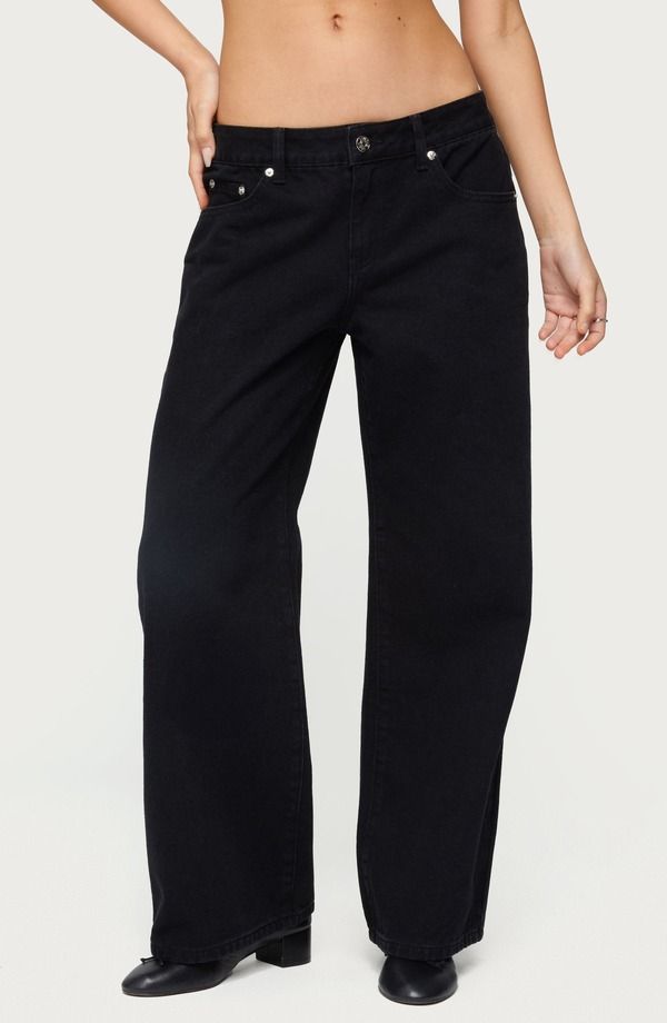 アディクテッド レディース ボトムス デニムパンツ ワイドレッグ ローライズ ジーンズ EDIKTEDaytime Low Rise Wide Leg Jeans Black ブラック