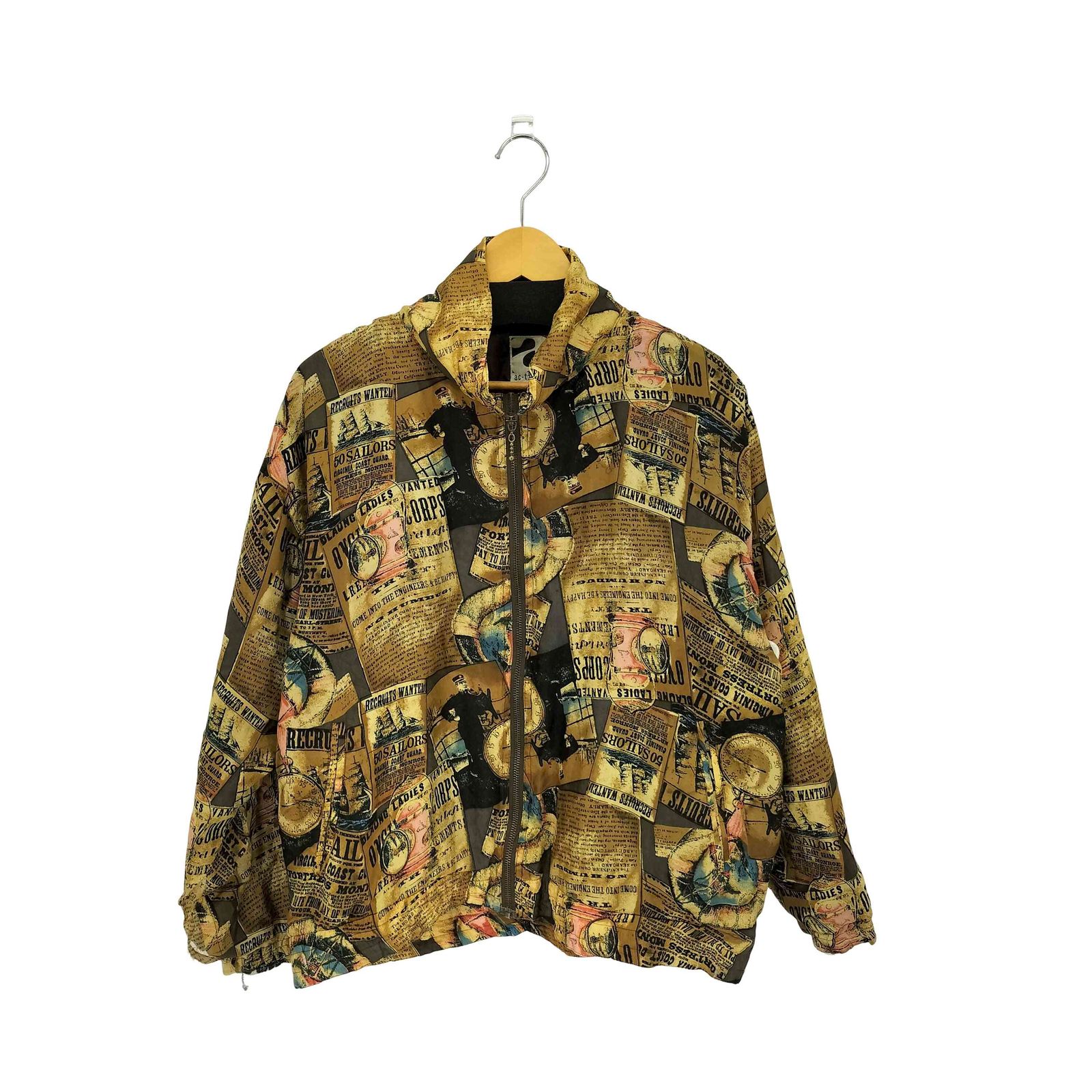 ユーズドフルギ USED古着 {{ac-tiv-ology}} 90s シルク100% 総柄 フルグラフィックブルゾン メンズ M