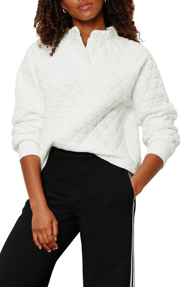サンクチュアリー レディース アウター パーカー・スウェット キルティング シャツ Sanctuary Quilted Sweatshirt Chalk White ホワイト
