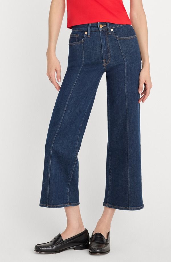 グッドアメリカン レディース ボトムス デニムパンツ ハイウエスト ジーンズ Good American SoftTech Good Waist High Waist Cropalazzo Jeans Indigo1169