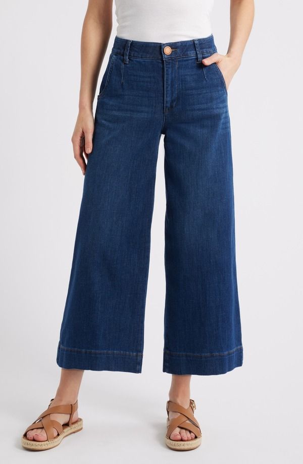ウィットウィズダム レディース ボトムス デニムパンツ ワイドレッグ ジーンズ Wit Wisdom Whitney Skyrise Crop Wide Leg Jeans Blue ブルー