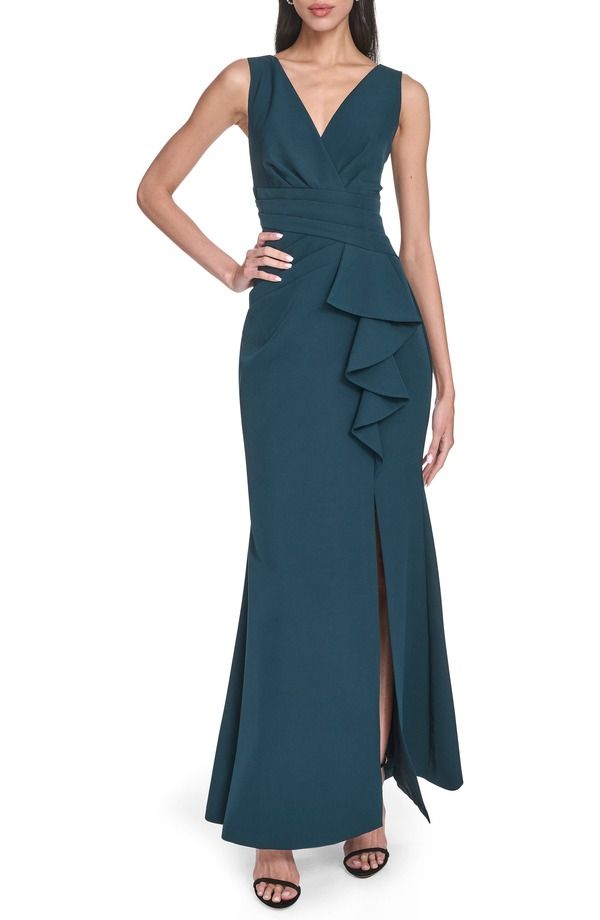エリザジェイ レディース トップス ワンピース フリル Eliza J Laguna Ruffle Mermaid Gown Hunter