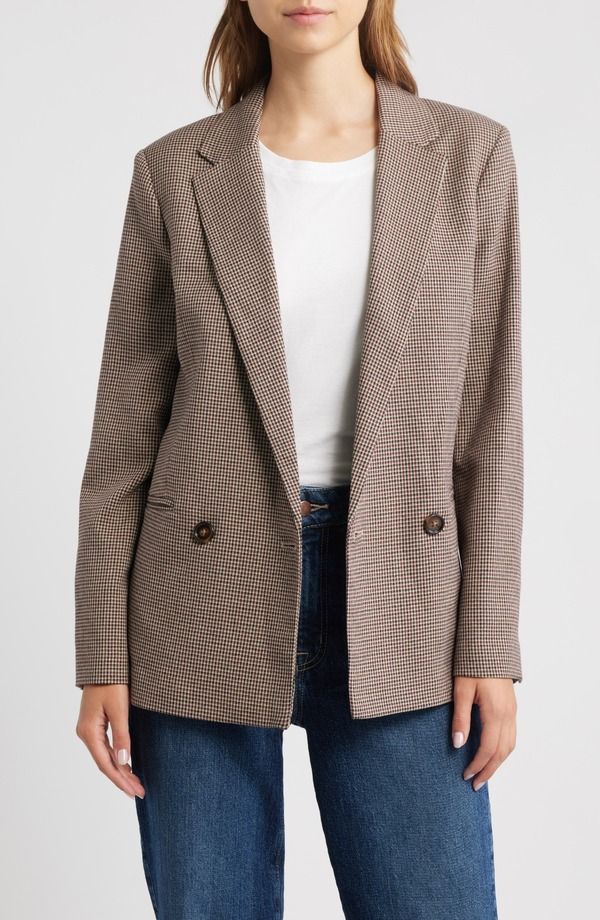 マンゴ レディース アウター ジャケット・ブルゾン ブレザー MANGO Houndstooth Double Breasted Blazer Burgundy バーガンディ
