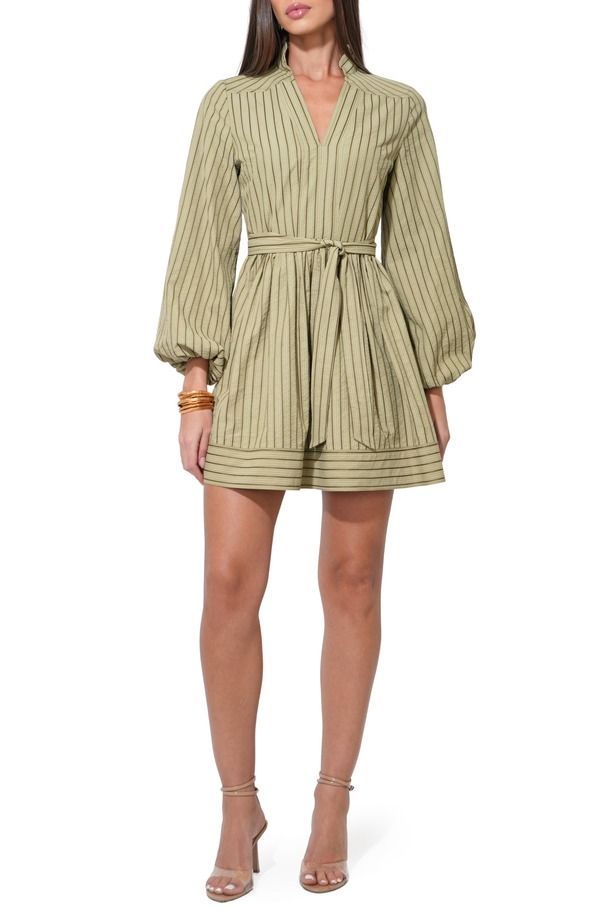 アドレイン ラエ レディース トップス ワンピース ミニ Adelyn Rae Marnie Stripe Minidress Olive オリーブ