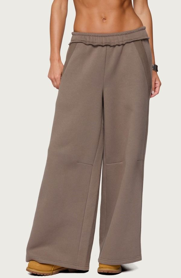 アディクテッド レディース ボトムス カジュアルパンツ スウェットパンツ EDIKTED Kori Oversize Baggy Sweatpants Brown ブラウン