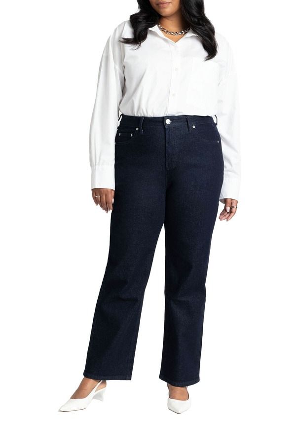 エロクイ レディース ボトムス デニムパンツ ストレート ELOQUII The Naomi Comfort Stretch Straight Leg Jean True Dark Rinse Denim デニム