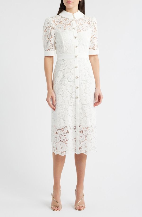 タハリエーエスエル レディース トップス ワンピース クレープ シャツ レース Tahari ASL Crepe Lace Shirtdress Ivory アイボリー