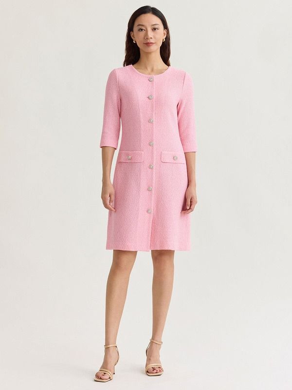 ミソック レディース トップス ワンピース ツイード ニット Misook TriColor Tweed Knit Sheath Dress Pink ピンク