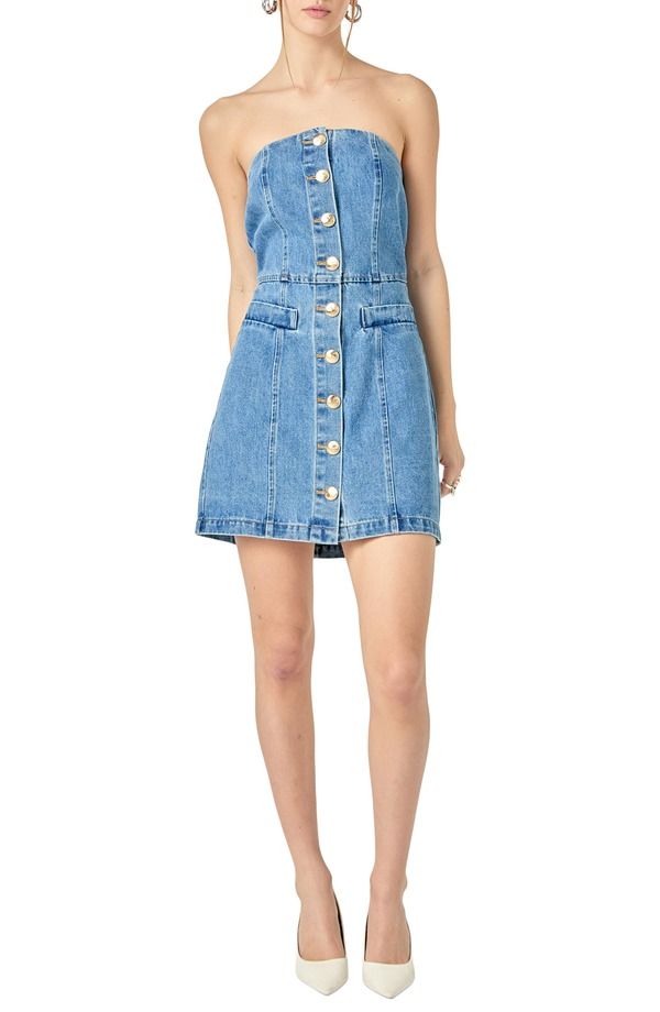 イングリッシュファクトリー レディース ボトムス デニムパンツ ミニワンピース ミニ English Factory Denim Tube Minidress Dark Denim デニム