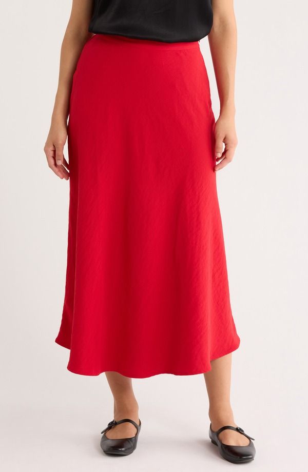 マリーン レイヤー レディース ボトムスカート ミディ Marine Layer Natalia Midi Circle Skirt Cherry Red レッド