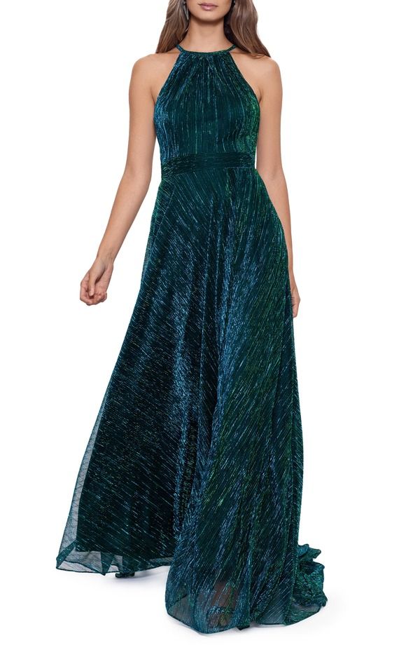 ベッツィアンドアダム レディース トップス ワンピース トール Betsy Adametallicrinkle Gown Jade メタリック