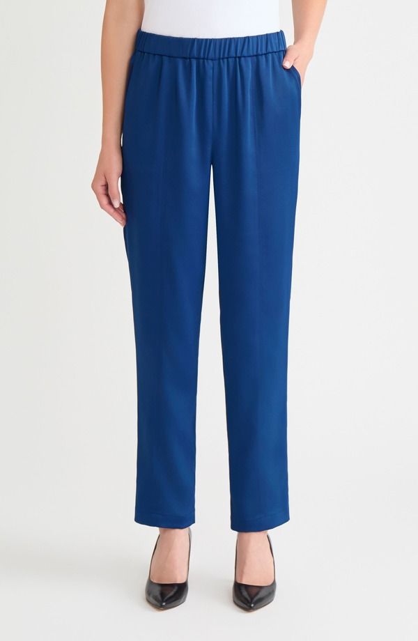 ミソック レディース ボトムス デニムパンツ ストレート Misook Nora Crpe de Chine Straight Leg Pants Lazuli Blue ブルー