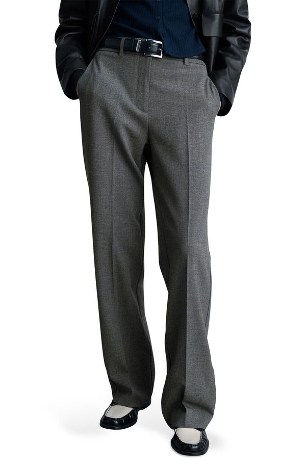 マンゴ レディース ボトムス デニムパンツ ストレート MANGO Carlostraight Leg Trousers Grey グレー