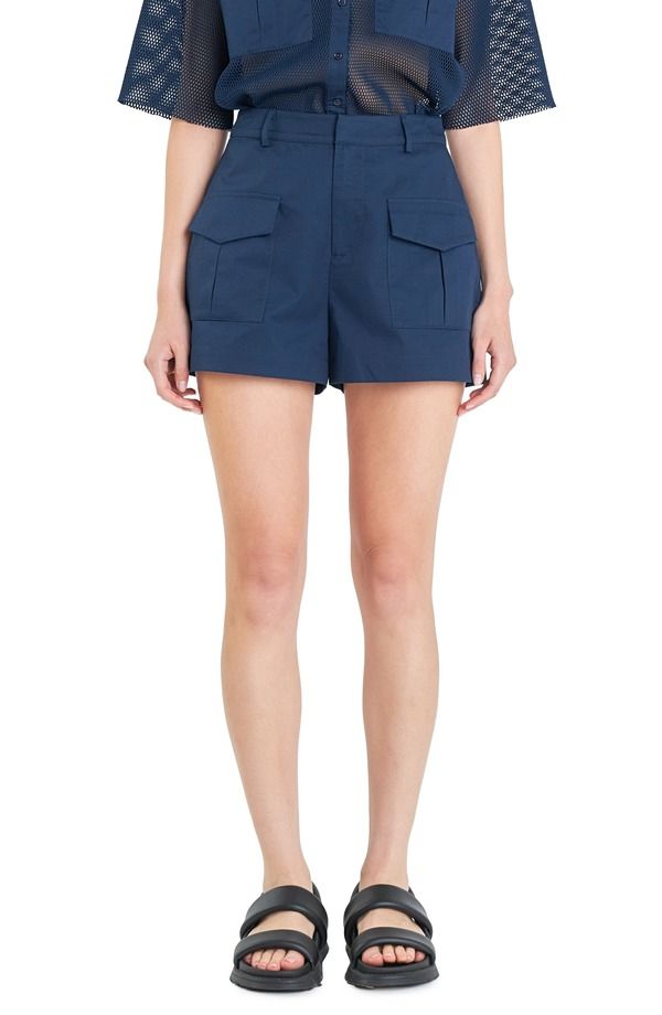 エンドレスローズ レディース ボトムス ハーフパンツ・ショーツ ハイウエスト ショートパンツ Endless Rose Flapocket High Waist Shorts Navy ネイビー