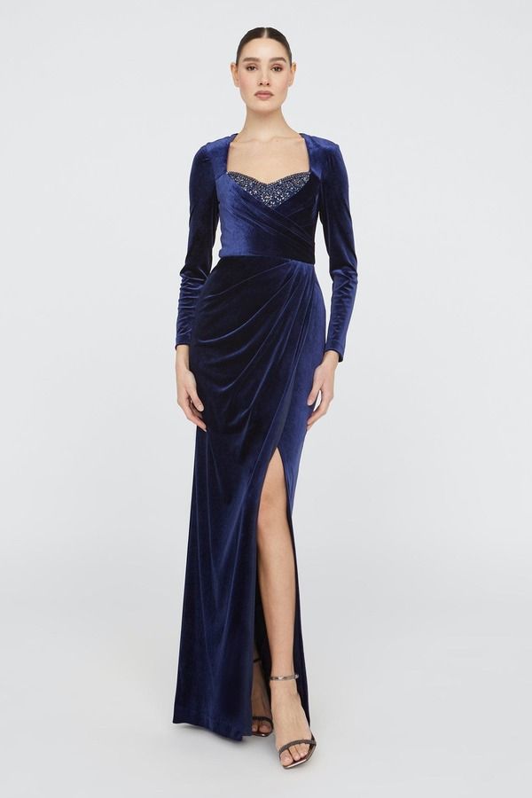 セイア レディース トップス ワンピース Theia Emerson Long Sleeve Gown French Navy ネイビー