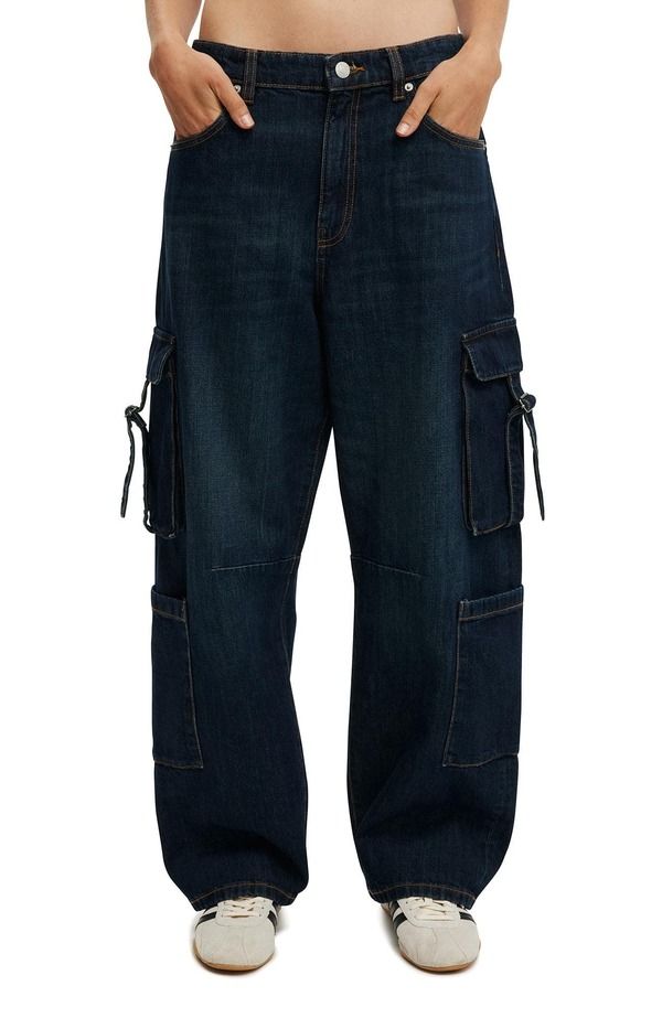 コットンオン レディース ボトムス デニムパンツ Cotton Womens Barrel Jean Cargo Era Blue ブルー