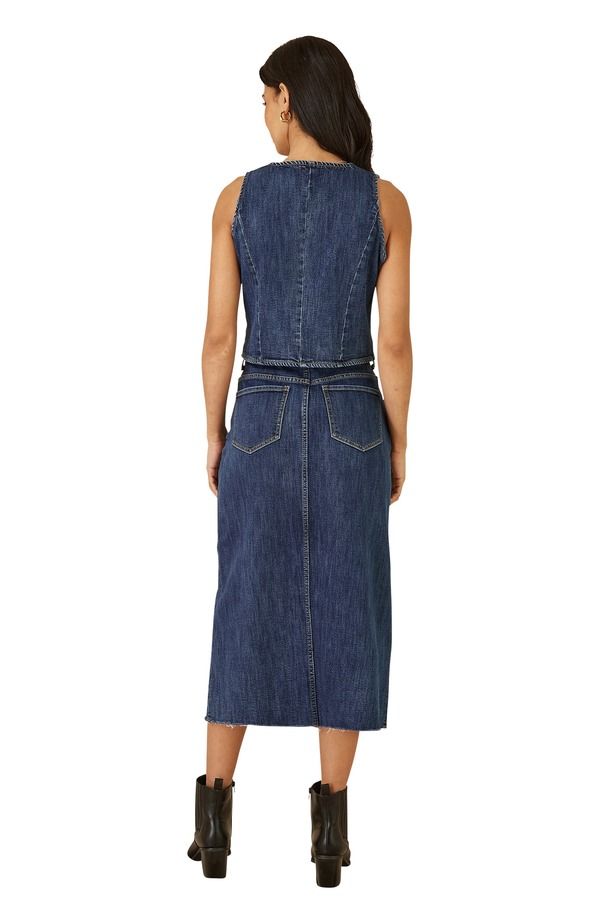 ユミキム レディース ボトムス デニムパンツ コート Yumi Button Up Denim Stretch Waistcoat Blue ブルー ユミキム レディース ボトムス デニムパンツ コート Yumi Button Up Denim Stretch Waistcoat Blue ブルー
