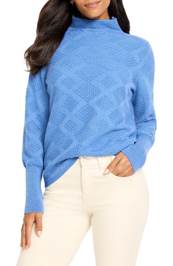 ニックプラスゾーイ レディース アウター パーカー・スウェット スタンドネック セーター NICZOE Diamond Stitch Funnel Neck Sweater Mineral