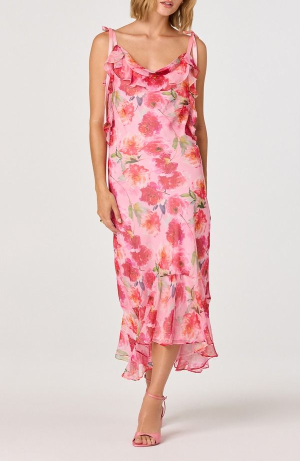 アストール レディース トップス ワンピース フラワー柄 フラワー ASTR the Label Nissa Floral HighLow Dress Pink Floral ピンク