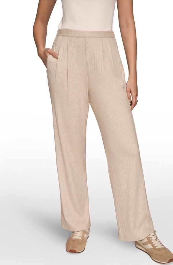 ダナ キャラン ニューヨーク レディース ボトムス レギンス ワイドレッグ ハイウエスト パンツ セーター Donna Karanew York High Waist Wide Leg PullOn Sweater Pants Light Fawn Heath