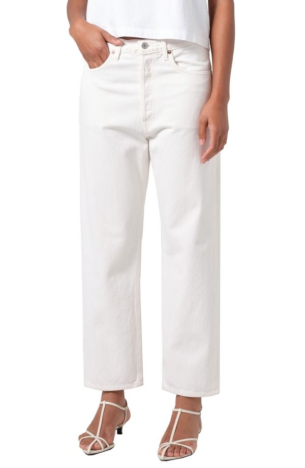 アゴルド レディース ボトムス デニムパンツ ストレート コットン ジーンズ AGOLDE 90s Mid Rise Crop Relaxed Straight Leg Organicotton Jeans Fortune Cookie Natural
