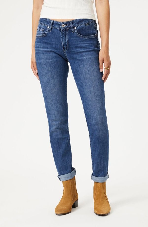マーヴィ ジーンズ レディース ボトムス デニムパンツ Mavi Jeans Emma Mid Rise Slim Boyfriend Jeans Dark Brushed Feather Blue ブルー