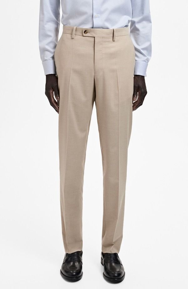 マンゴ メンズ ボトムス カジュアルパンツ スリムフィット MANGO Milan Slim Fit Suit Pants Beige ベージュ