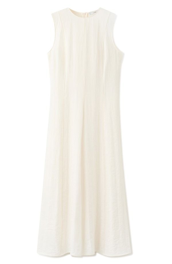 マンゴ レディース トップス ワンピース A ライン ミディ MANGO ALine Midi Dress Ecru エクリュ