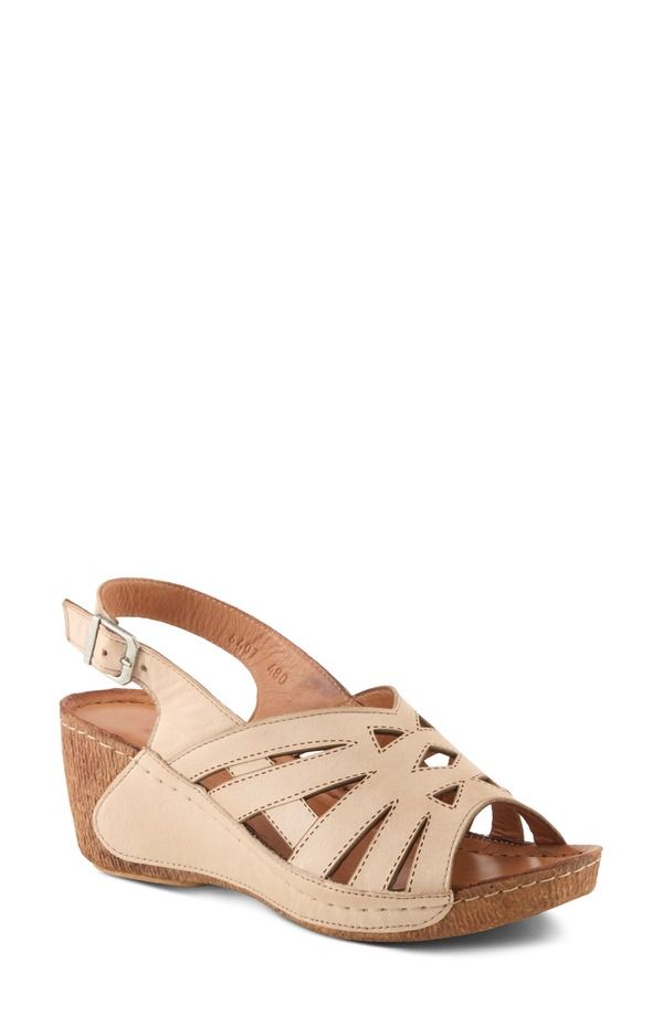 スプリングステップ レディース シューズ ヒール サンダル Spring Step Cathy Wedge Sandal Beige ベージュ