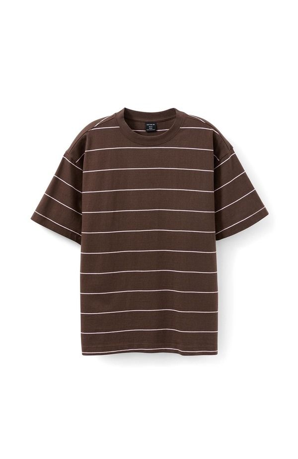 コットンオン メンズ トップス Tシャツ Cotton Mens Box Fit Plain TShirt Washed Chocolate Corsage チョコレート
