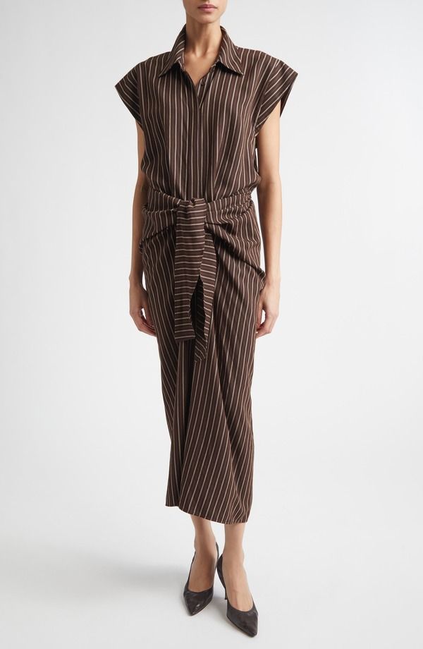 エーエルシー レディース トップス ワンピース シャツ ALC Emilia Stripe Tie Front Shirtdress Ganache Stripe ストライプ