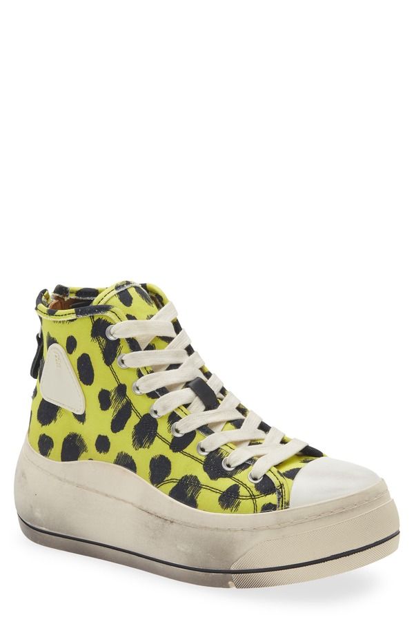 アールサーティーン レディース シューズ スニーカー プラットフォーム プリント R13 Kurt Cheetah Print High Toplatform Sneaker Yellow Cheetah Print イエロー